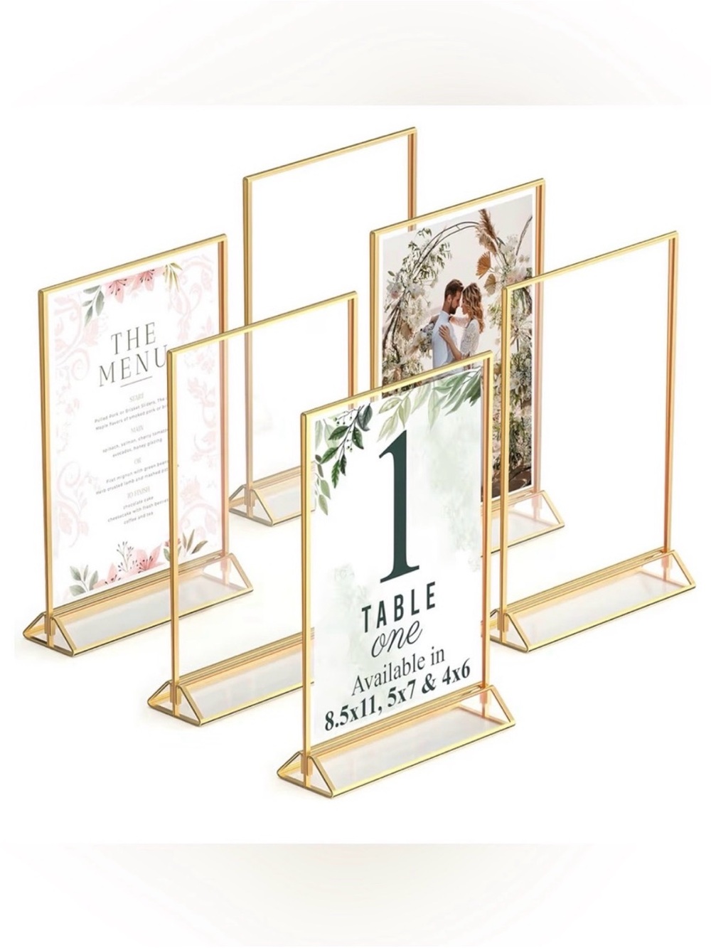 Gold Picture Frame Table Number Holders - Sign Holders 4x6 inches